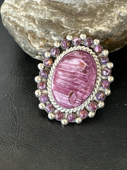 Womens Purple Spiny Oyster Navajo Sterling Silver Cluster Ring Size 9 19760