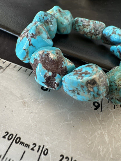 Mens Womens Blue Turquoise Stretch Stone Friendship Bracelet 7" 18864