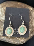 Navajo Green Turquoise Dangle Earrings | Sterling Silver | Authentic Native American Handmade | 14780