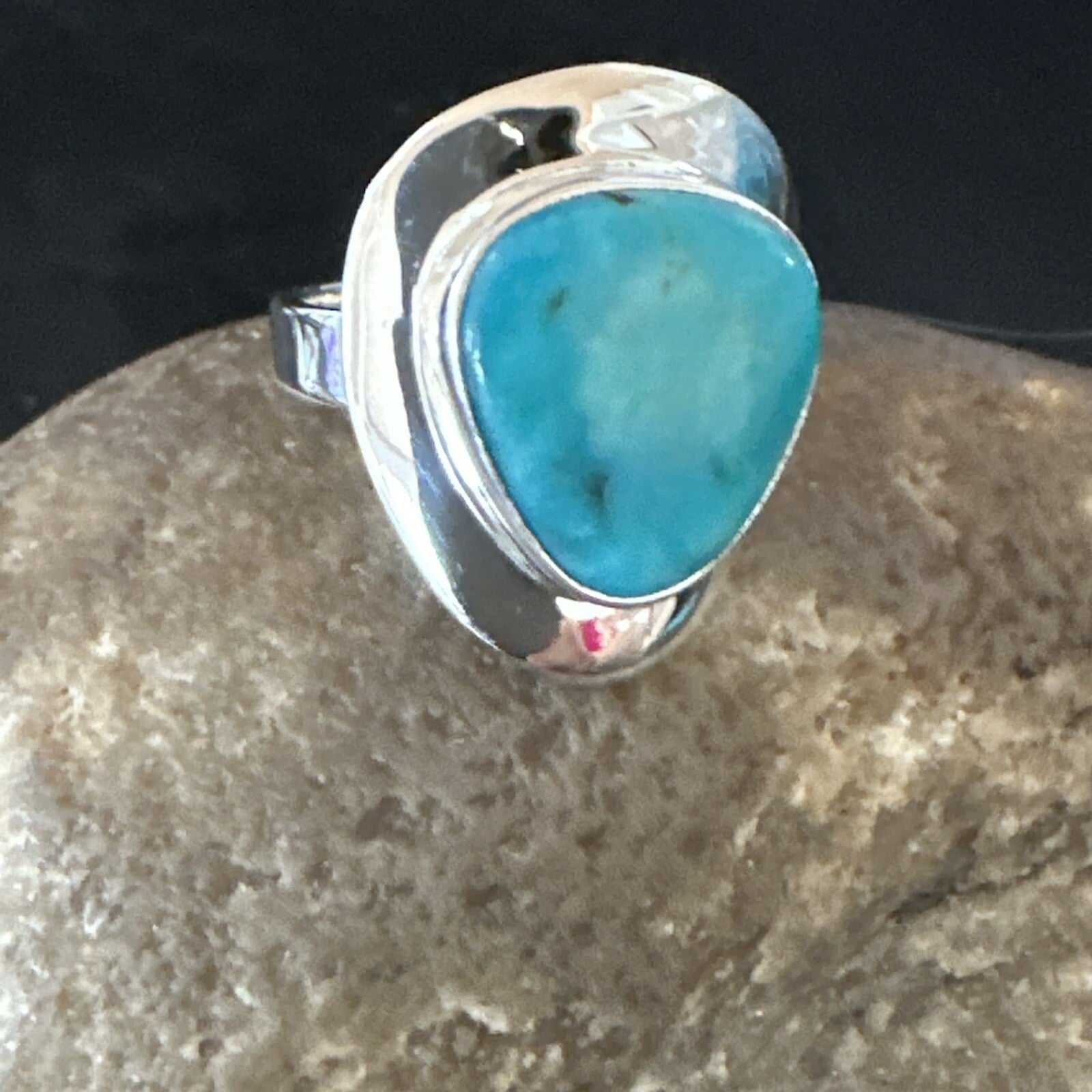 Southwestern Sterling Silver Blue Kingman Turquoise Ring Size 7 18506