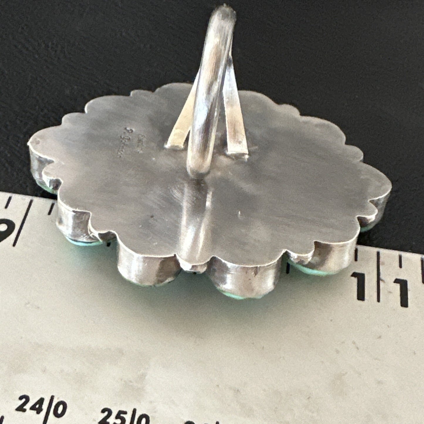 Sonoran Gold Green Turquoise Navajo Sterling Silver Cluster Ring Size 11 16033N