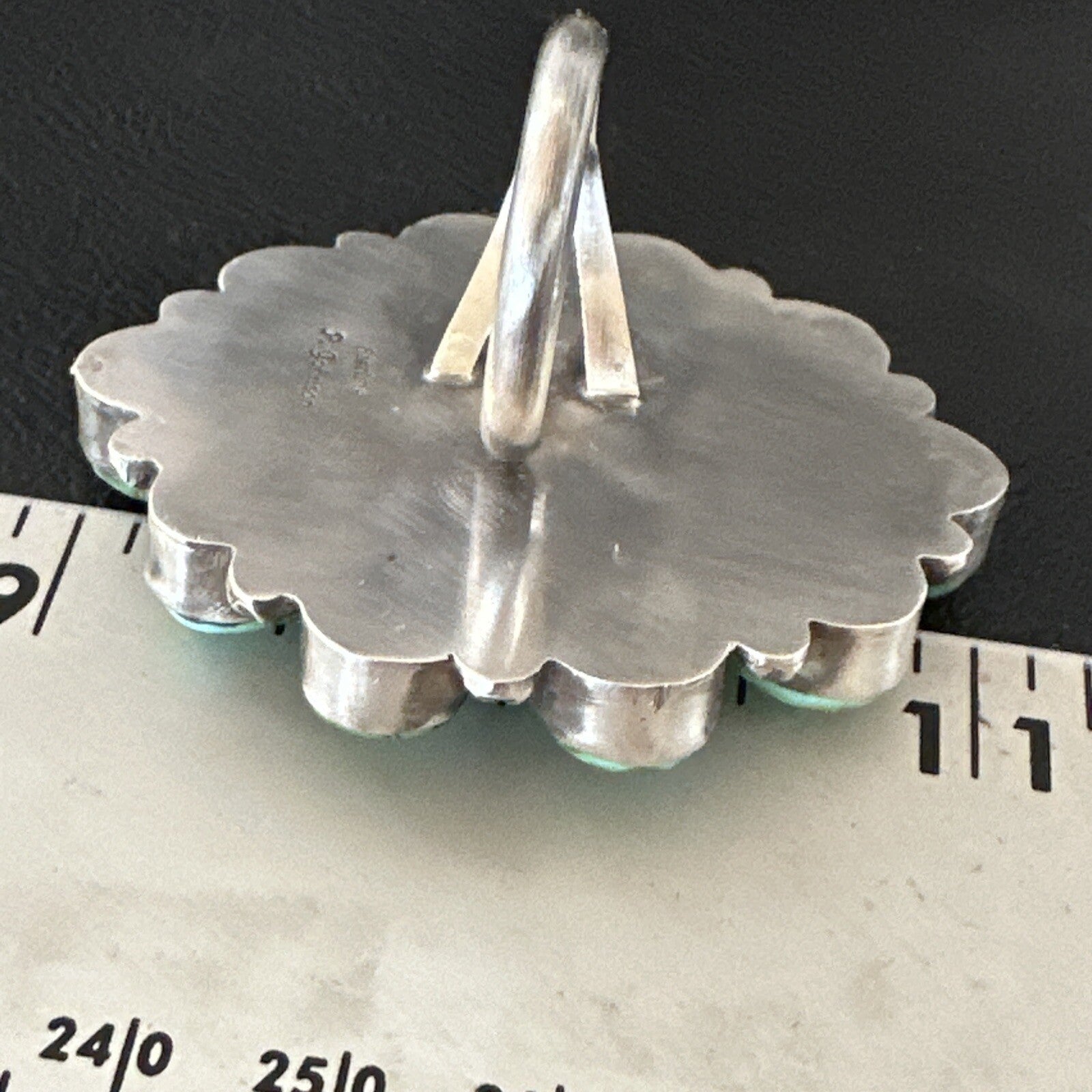 Sonoran Gold Green Turquoise Navajo Sterling Silver Cluster Ring Size 11 16033N
