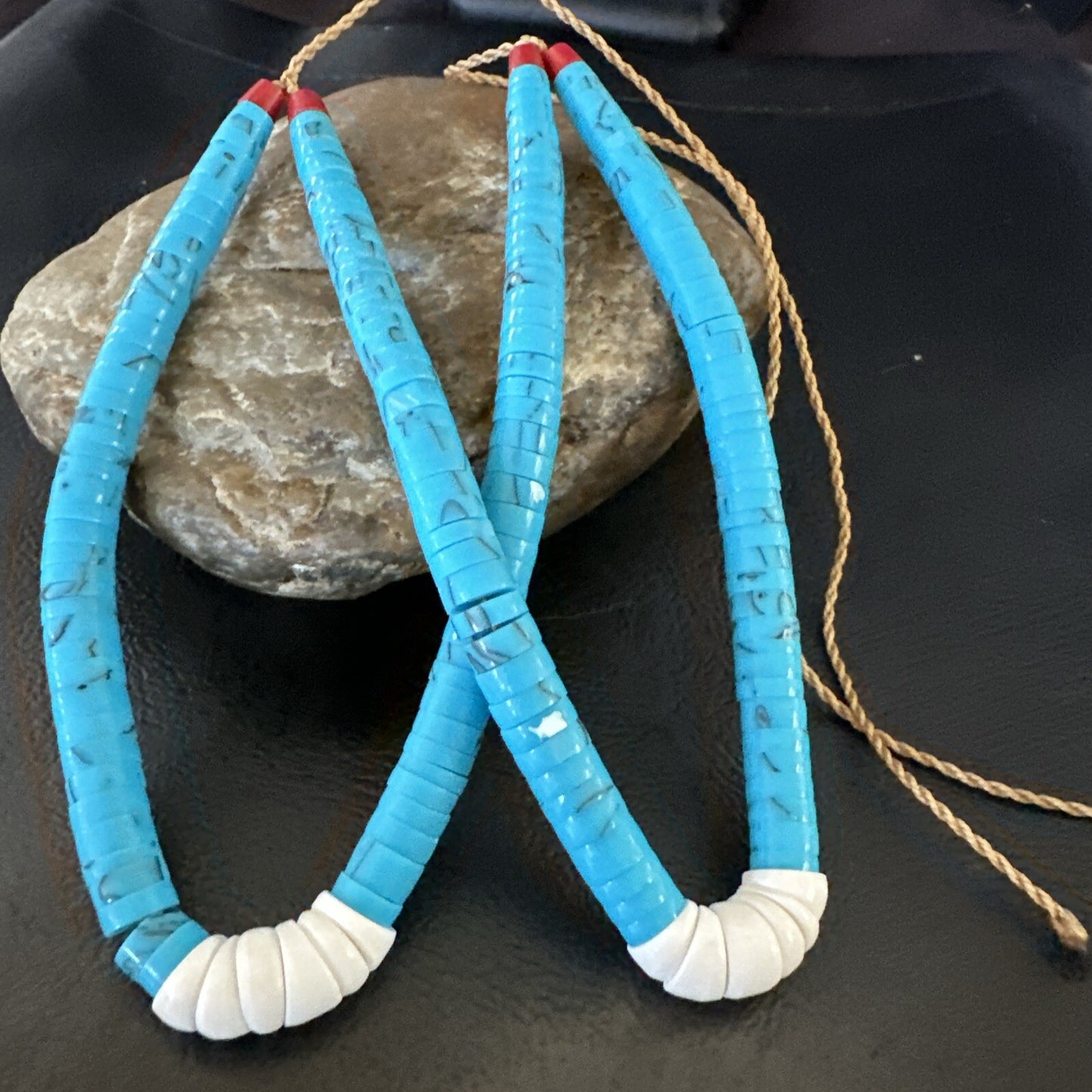 Stabilized Blue Turquoise Jacla Double White Santo Domingo 4.5" 18165