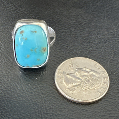 Men Women Blue Kingman Turquoise Navajo Sterling Silver Ring Size 9.5 19333