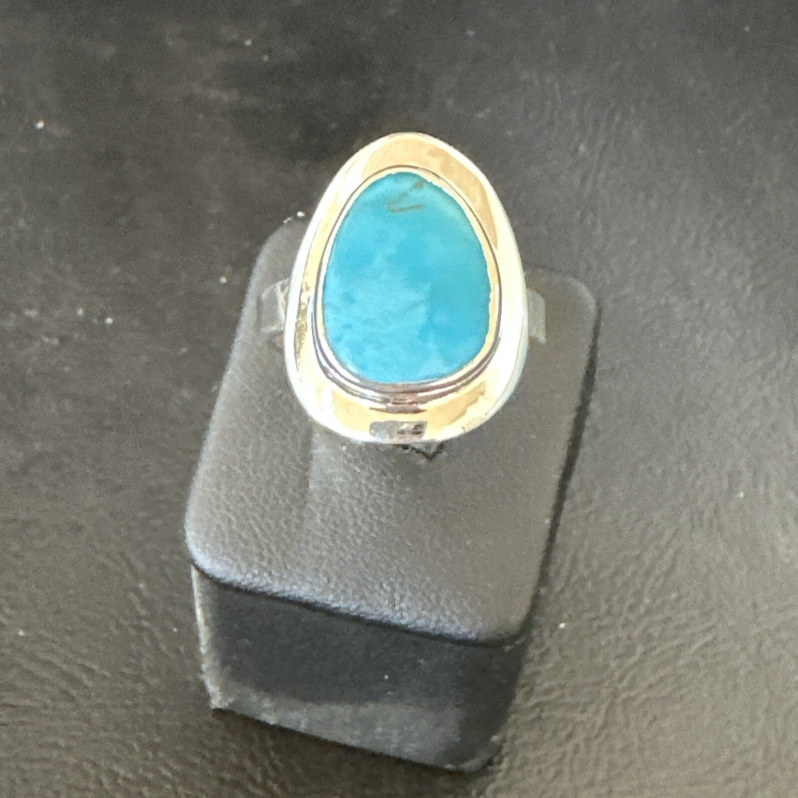 Southwestern Sterling Silver Blue Kingman Turquoise Ring Size 9 18527