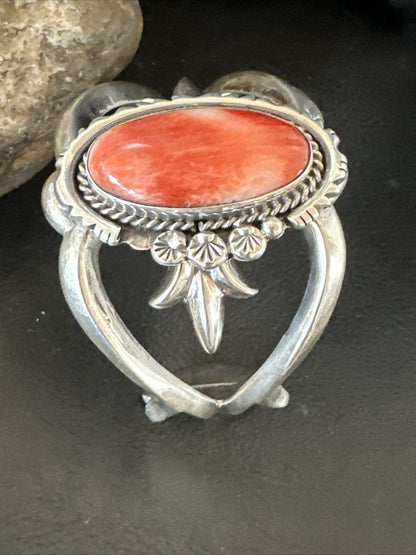 Red Spiny Oyster Navajo Sterling Silver Cuff Bracelet 17704