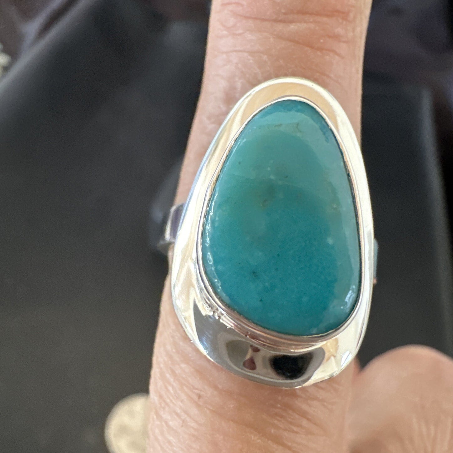 Southwestern Sterling Silver Blue Kingman Turquoise Ring Size 9 18526