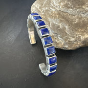 Men Women's Blue Lapis Lazuli Navajo Cuff Bracelet | Sterling Silver | Authentic Native American Handmade | 19073