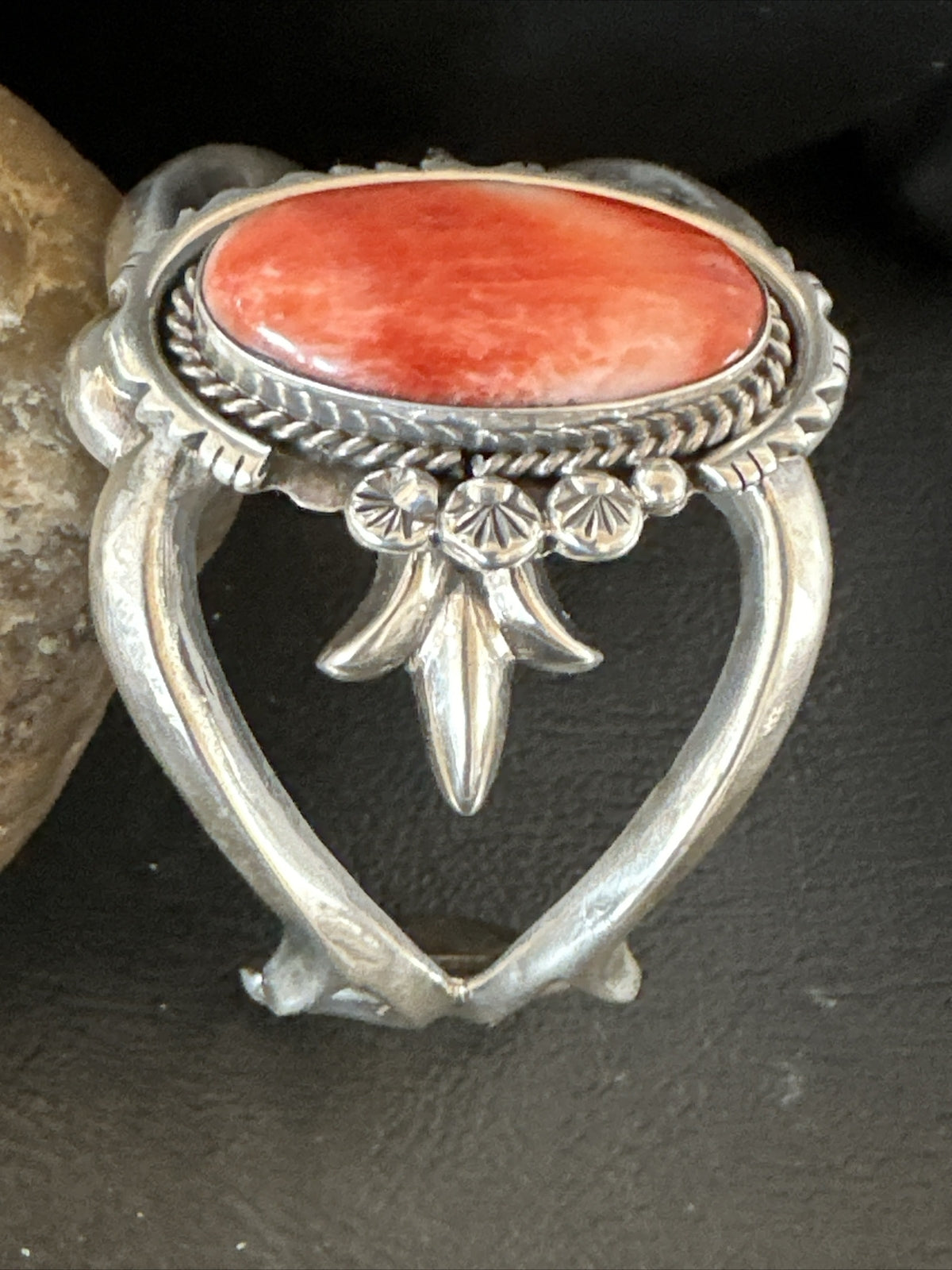 Red Spiny Oyster Navajo Sterling Silver Cuff Bracelet 17704