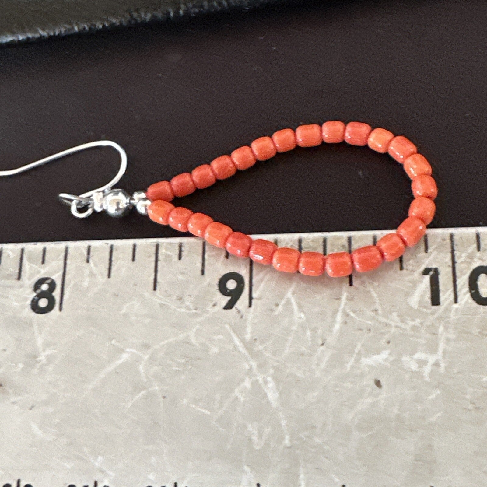 Red Coral Southwestern Sterling Silver Earrings 2” 18837