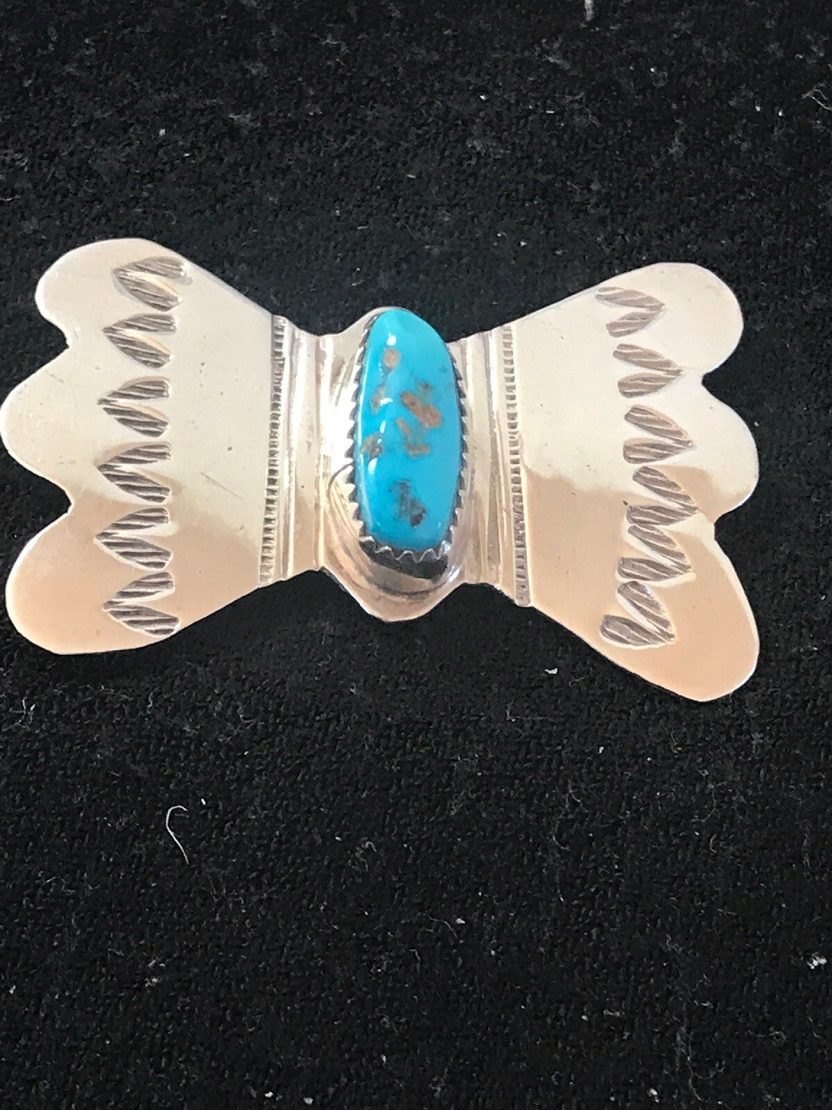 Kingman Turquoise Indian Sterling Silver Navajo Pin Pendant 08666