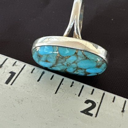 Mohave Native Navajo Sterling Silver Blue Turquoise Ring Sz 10 18245