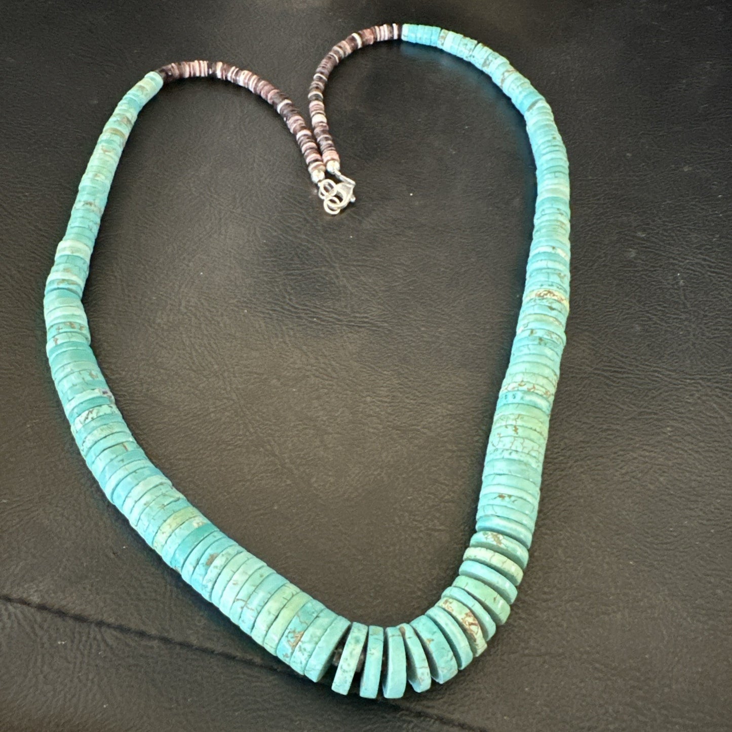 Santo Domingo Stabilized Blue Turquoise Necklace 26” 19599