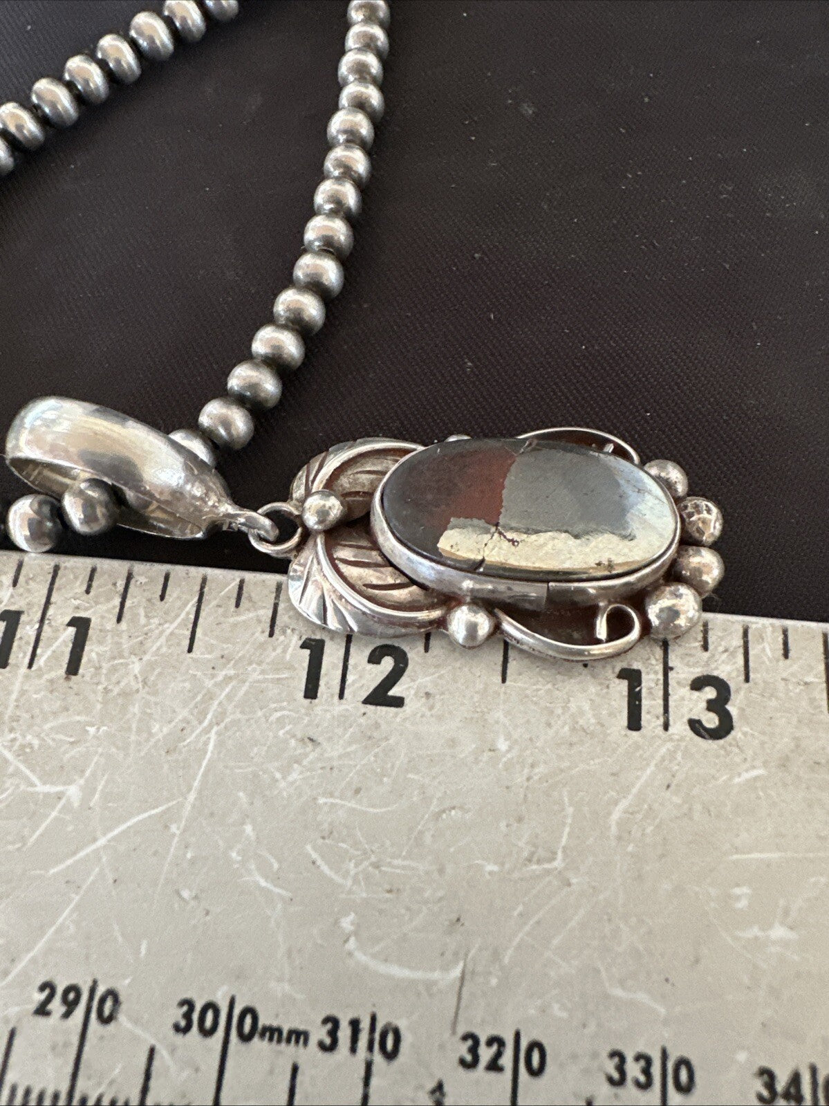Pyrites Pendant Navajo Beads Sterling Silver Necklace 18643