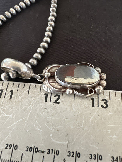 Pyrites Pendant Navajo Beads Sterling Silver Necklace 18643