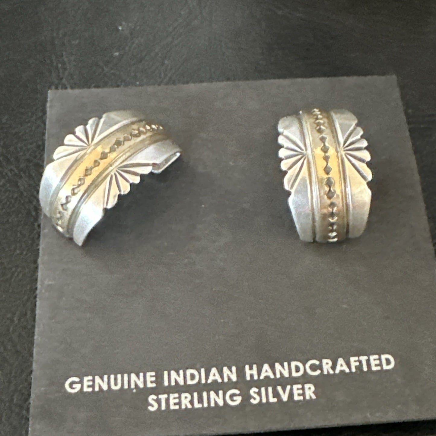 Old Pawn Navajo Stamped GF Sterling Silver Native American Earrings 19091