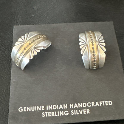 Old Pawn Navajo Stamped GF Sterling Silver Native American Earrings 19091