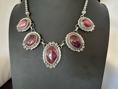 Purple Spiny Oyster Pendant Sterling Silver Choker Necklace 20" 19543