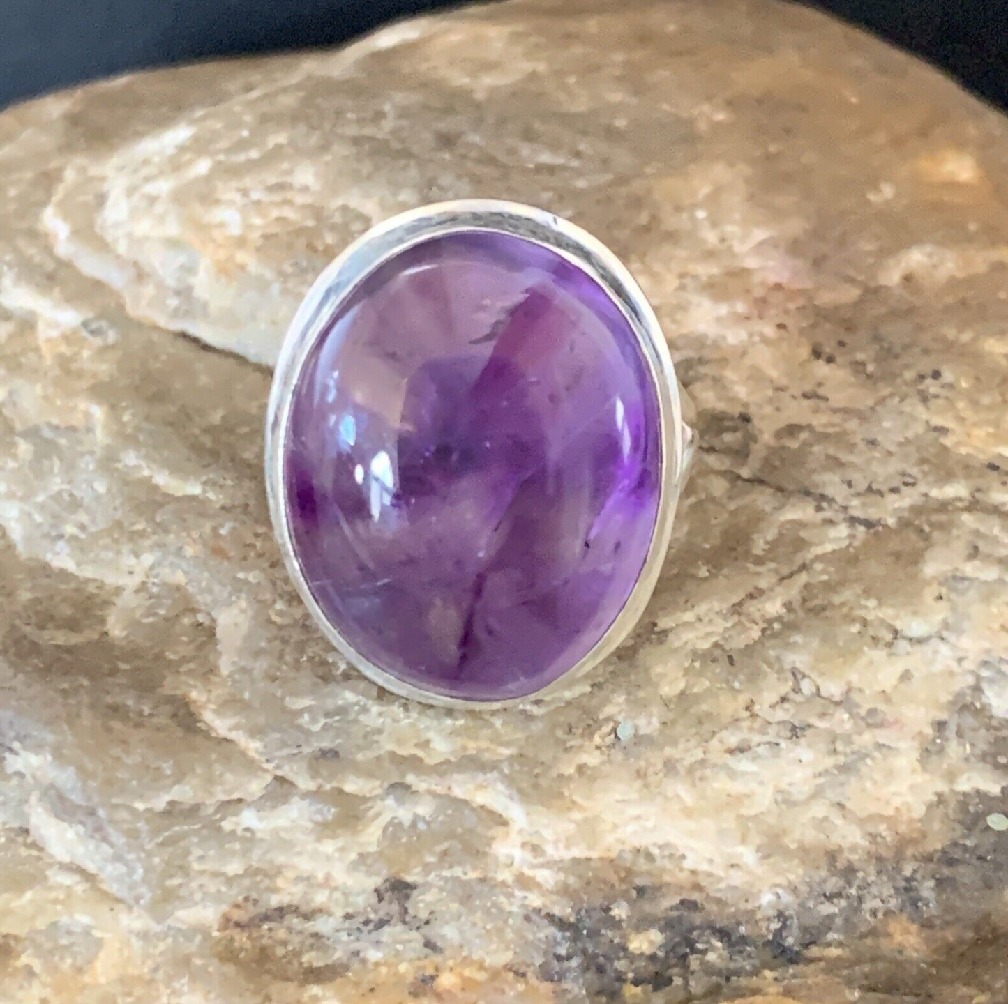 Navajo Purple Amethyst Sterling Silver Ring Size 8.5 12943