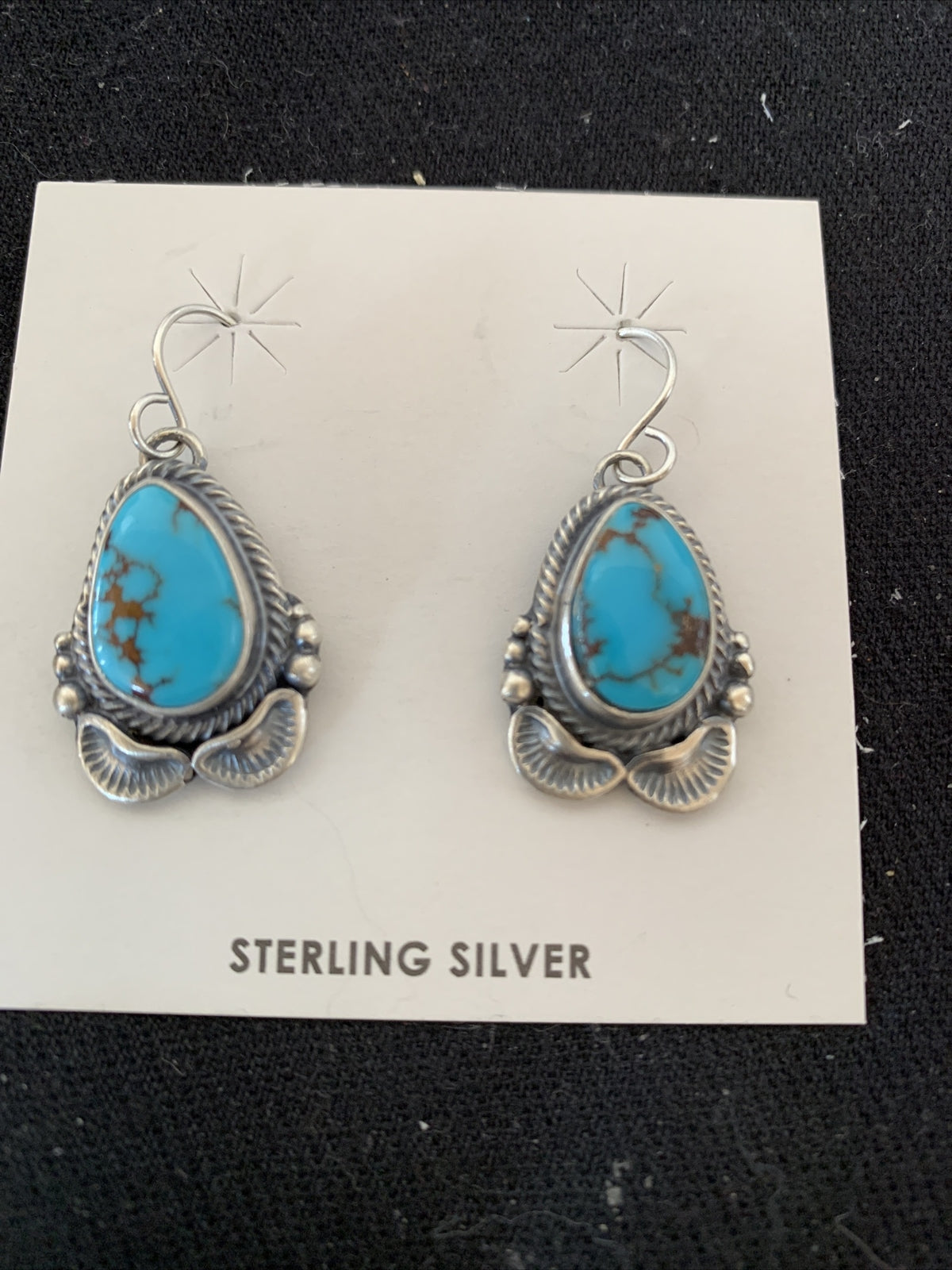 Blue Egyptian Turquoise Sterling Silver Beads Squash Blossom Necklace 17201
