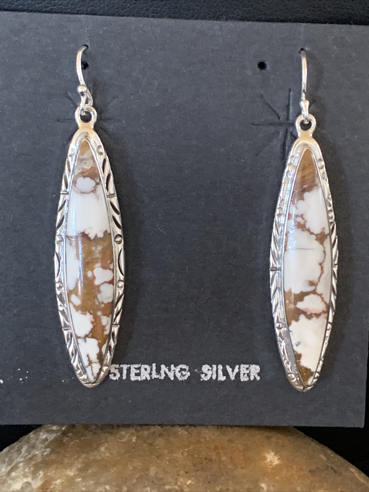 Native American Navajo Sterling Silver Wild Horse Turquoise Earrings 1378