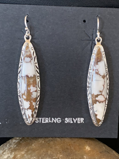 Native American Navajo Sterling Silver Wild Horse Turquoise Earrings 1378