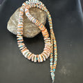 Blue Turquoise Orange Spiny Oyster Santo Domingo Necklace 30" | Authentic Native American Handmade | 17754