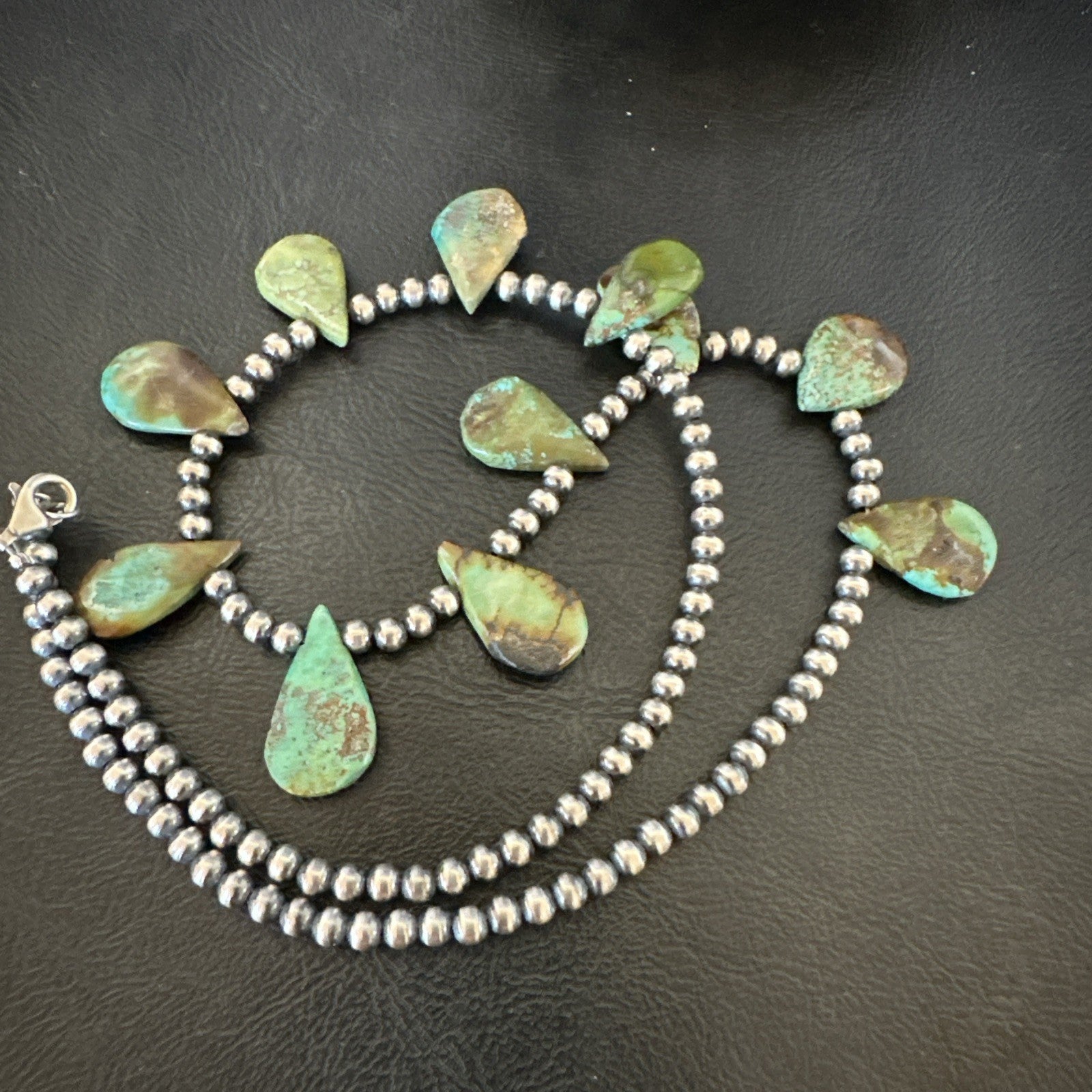 Navajo Pearls Sterling Silver Royston Turquoise 20" Necklace 00484