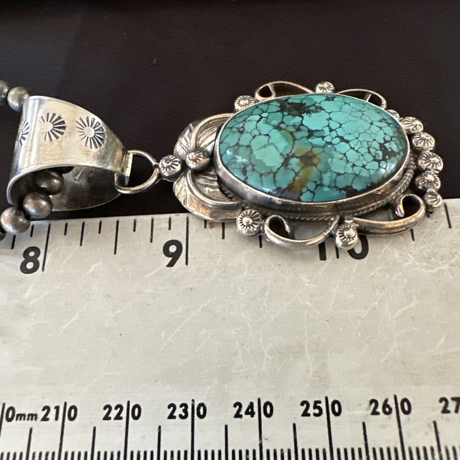 Men Women Navajo Sterling Silver Blue Spiderweb Turquoise Necklace Pendant 18094