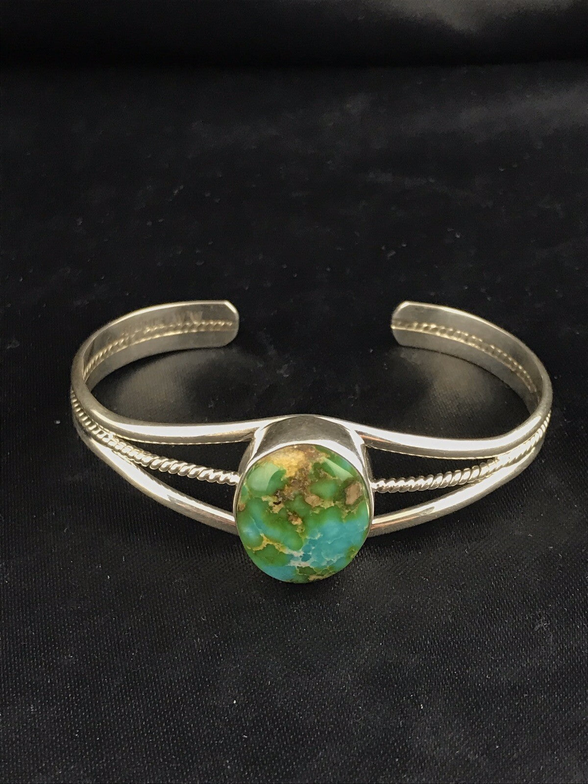 Native American Indian Turquoise Navajo Sterling Silver Bracelet 4549