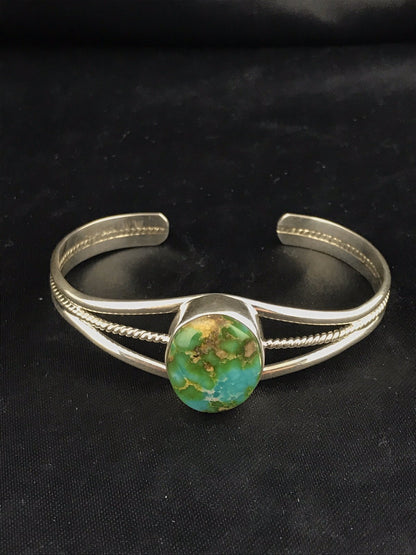Native American Indian Turquoise Navajo Sterling Silver Bracelet 4549