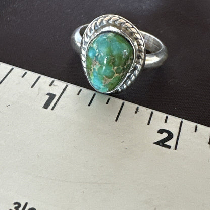 Womens Blue Sonoran Turquoise Navajo Sterling Silver Ring Size 10 18003