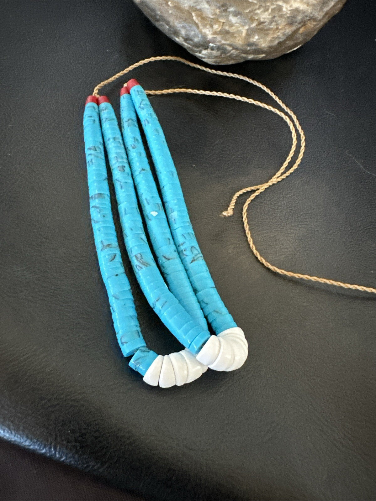 Stabilized Blue Turquoise Jacla Double White Santo Domingo 4.5" 18165