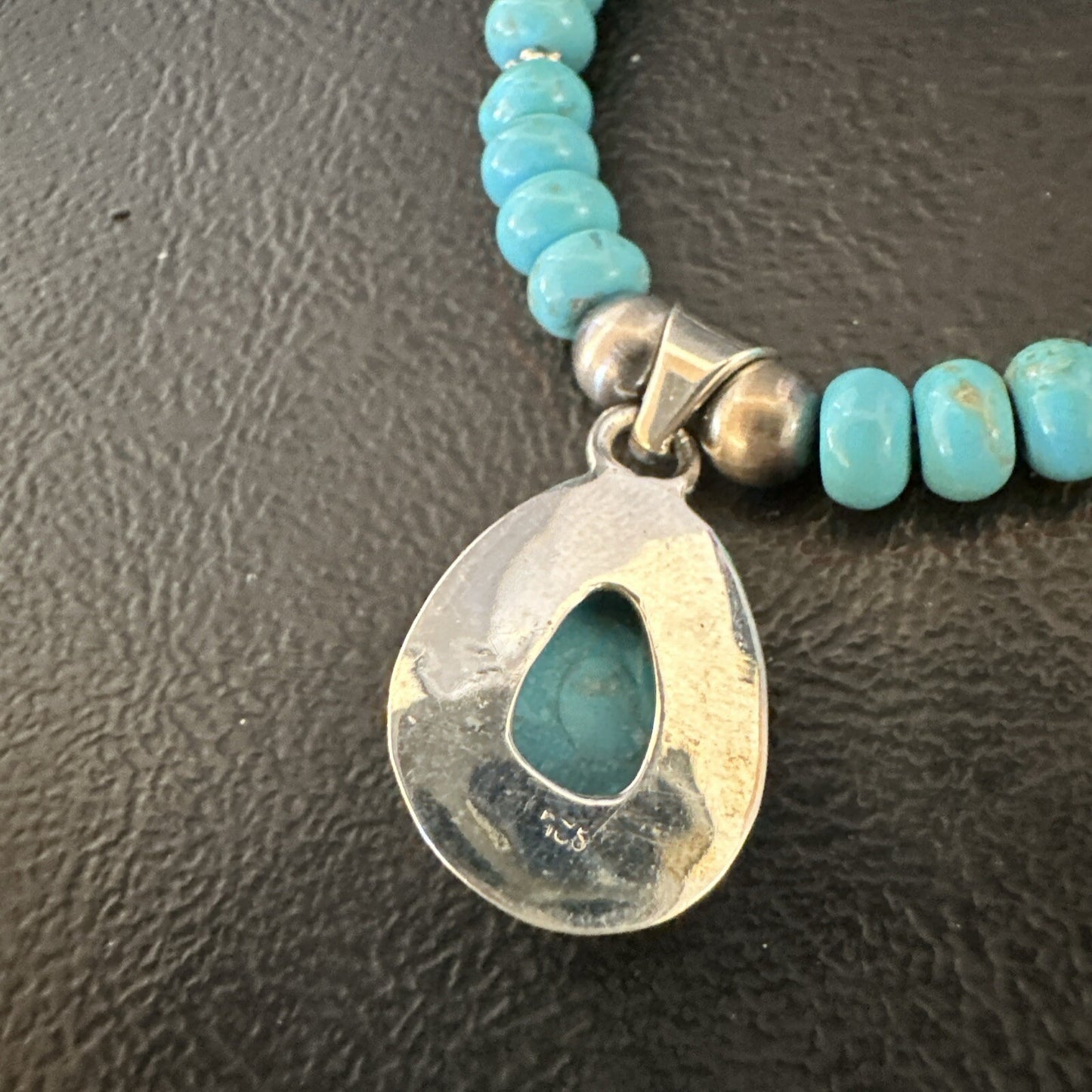 WoMens Blue Kingman Turquoise Pendant Navajo Sterling Silver Necklace 21" 18419