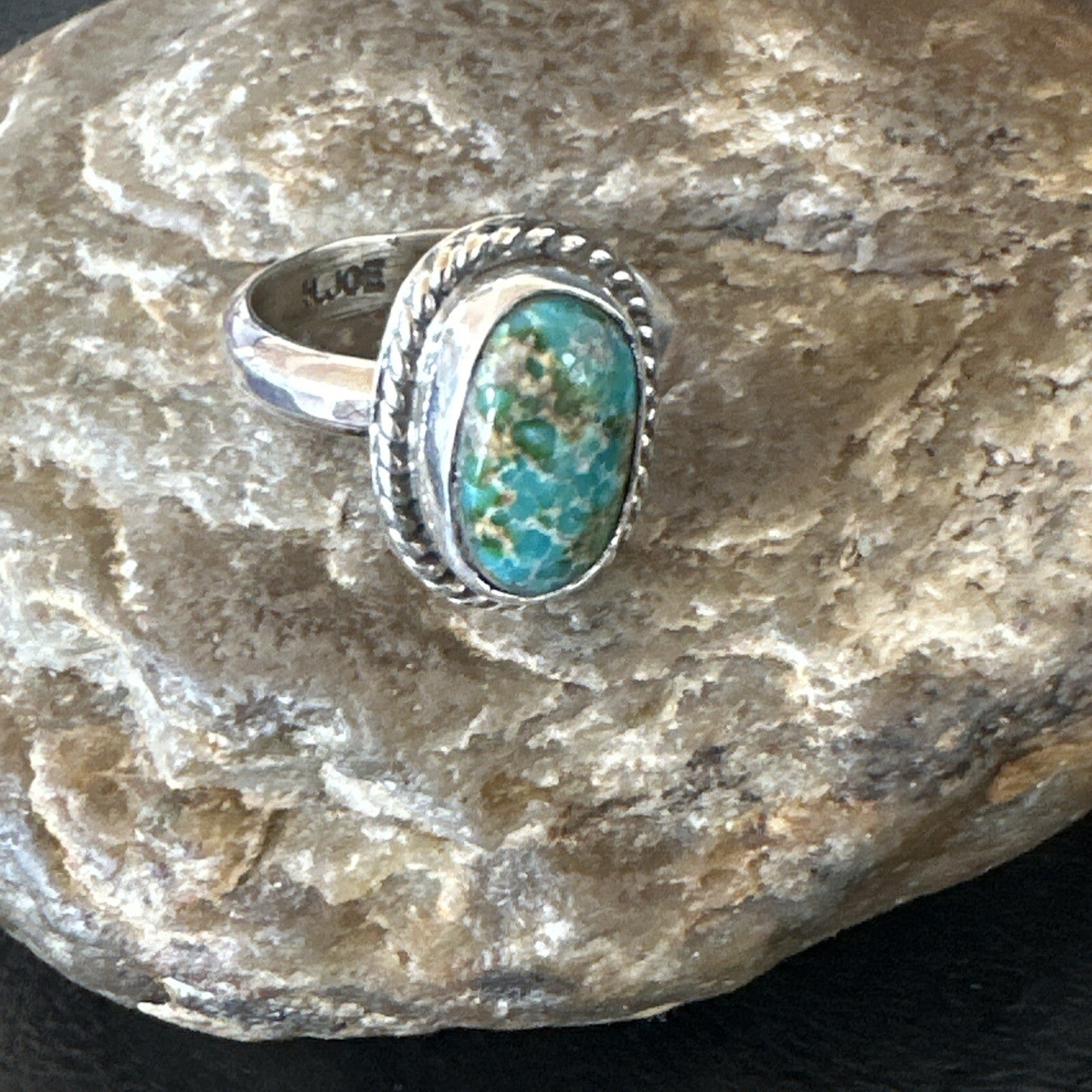 Womens Blue Sonoran Turquoise Navajo Sterling Silver Ring Size 10 18004