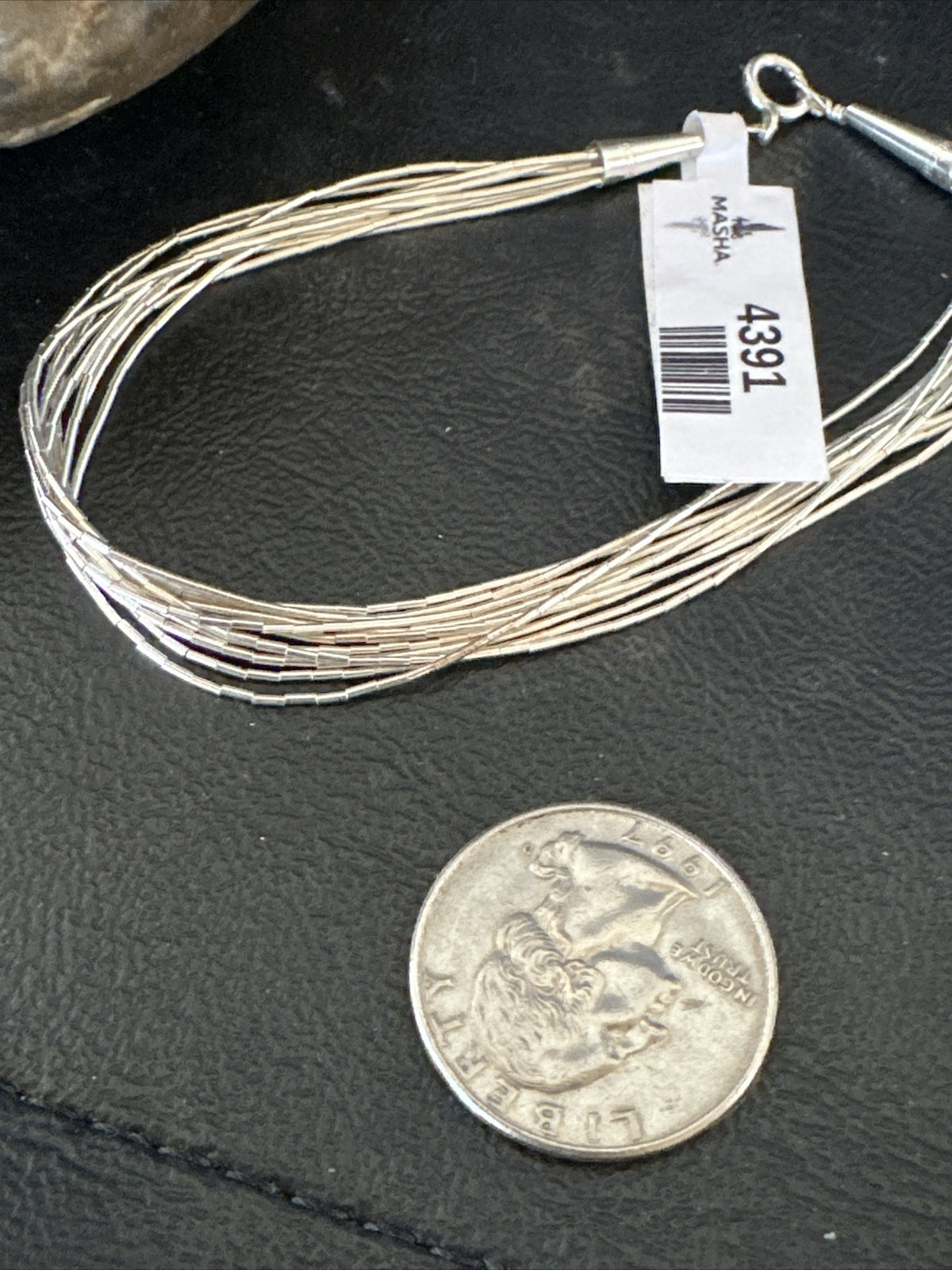 Womens Heishi Liquid Sterling Silver 10 Strands Bracelet 8” 4391