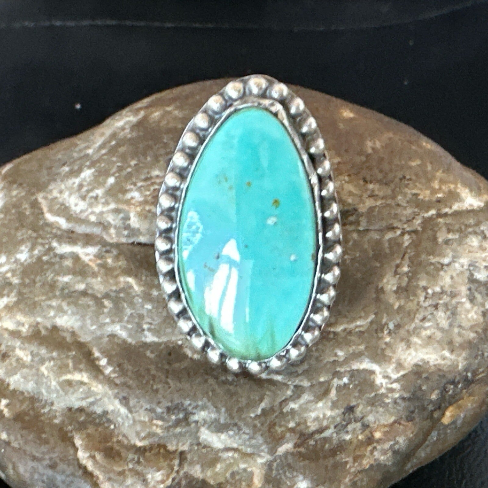 Navajo Sterling Silver Blue Green Turquoise Adjustable Ring Sz 10 18769