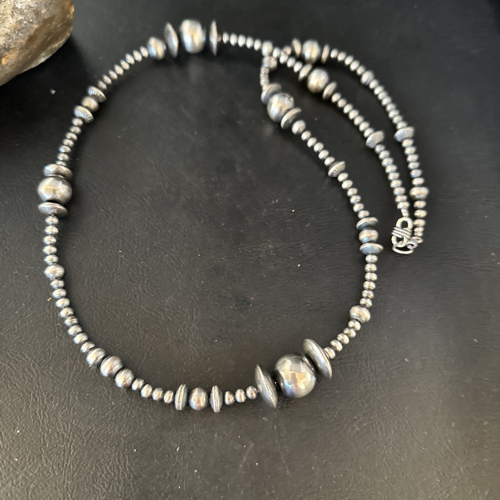 Native American Sterling Silver Navajo Mixed Beads 18" Necklace 92318