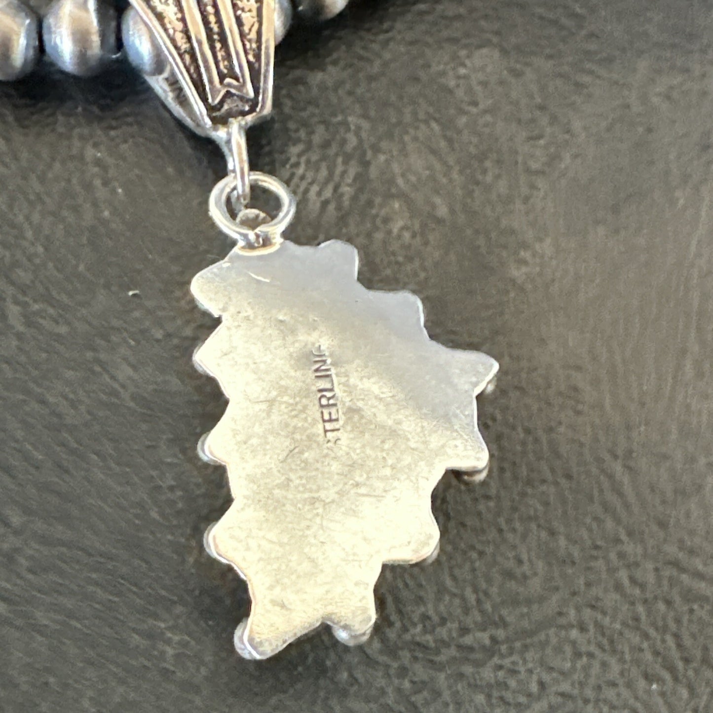White Buffalo Turquoise Pendant Navajo Pearls Sterling Silver Necklace 22" 18255