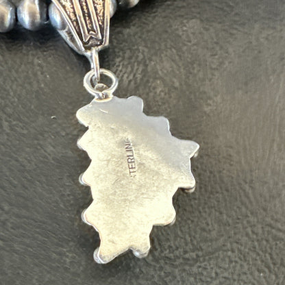 White Buffalo Turquoise Pendant Navajo Pearls Sterling Silver Necklace 22" 18255