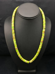 Green Gaspeite Stabilized Navajo Necklace 20" | Sterling Silver | Authentic Native American Handmade | 04337