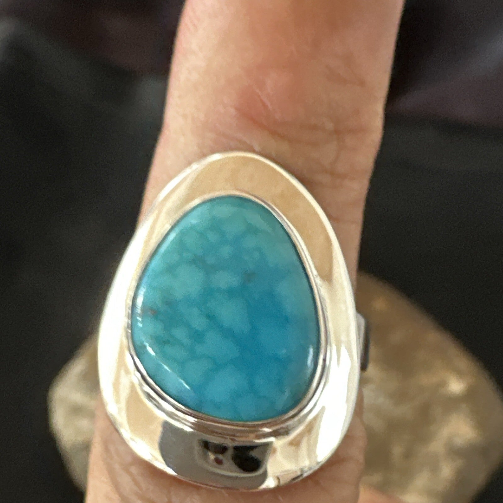 Southwestern Sterling Silver Blue Kingman Turquoise Ring Size 6 18533