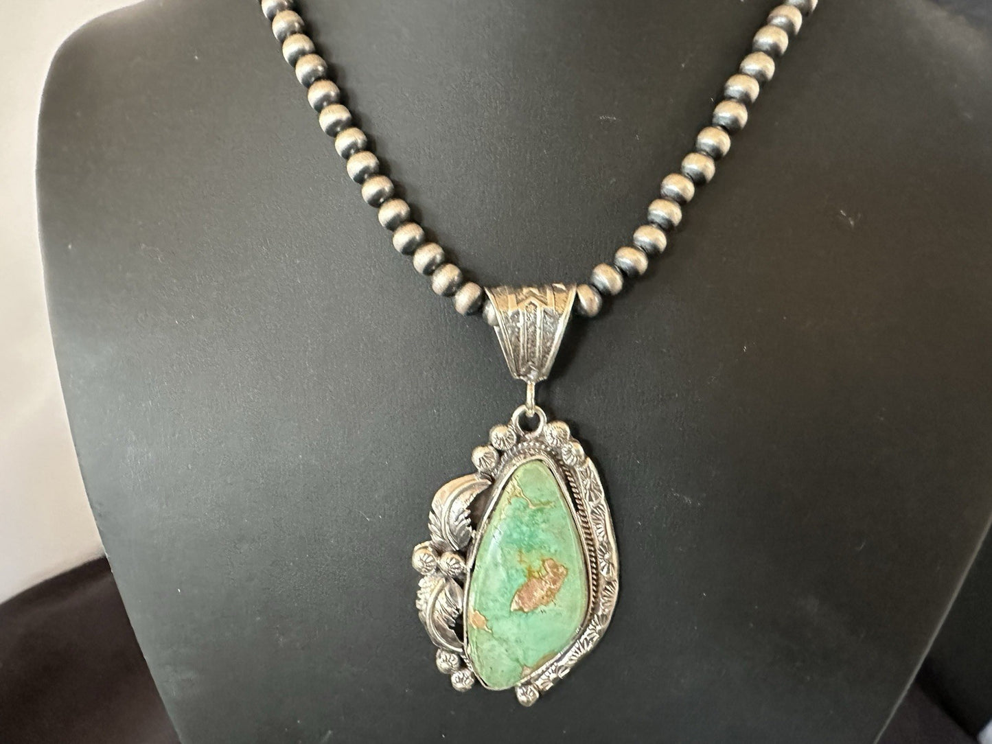 WoMens Navajo Pearls Sterling Silver Royston Turquoise Necklace Pendant 19364