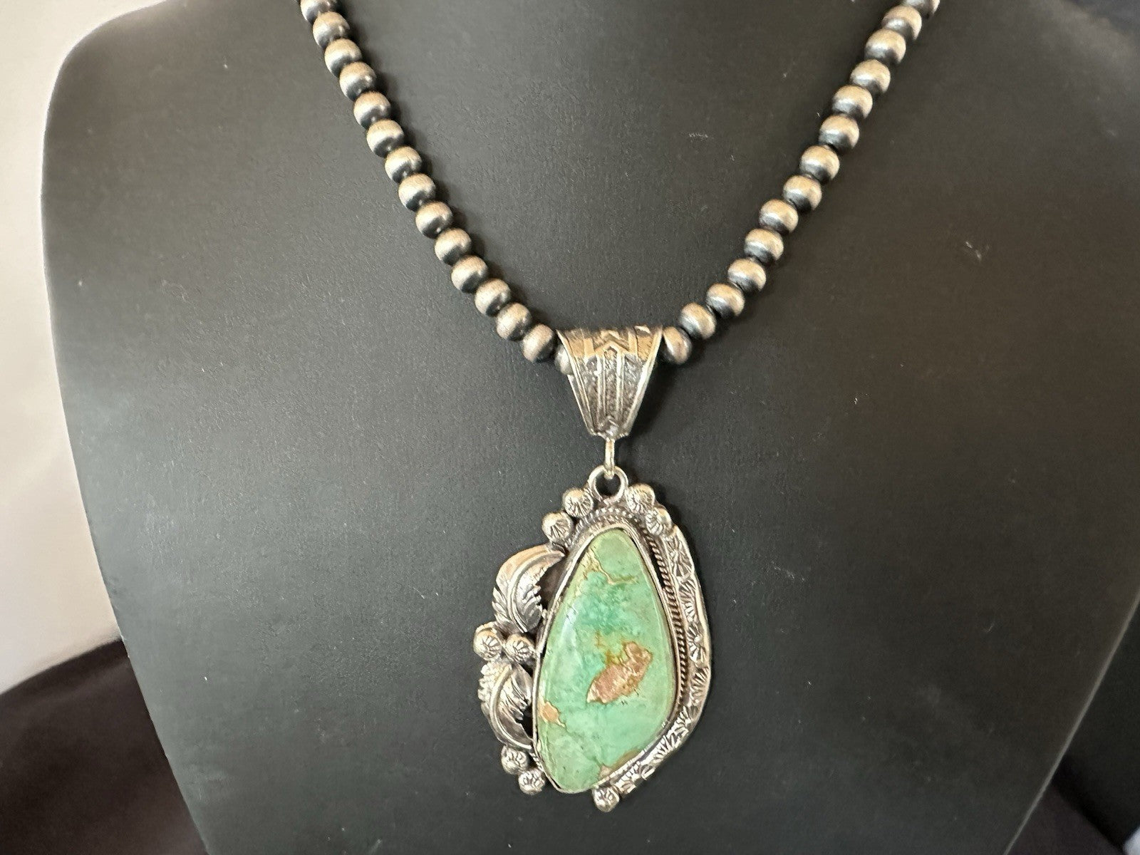 WoMens Navajo Pearls Sterling Silver Royston Turquoise Necklace Pendant 19364