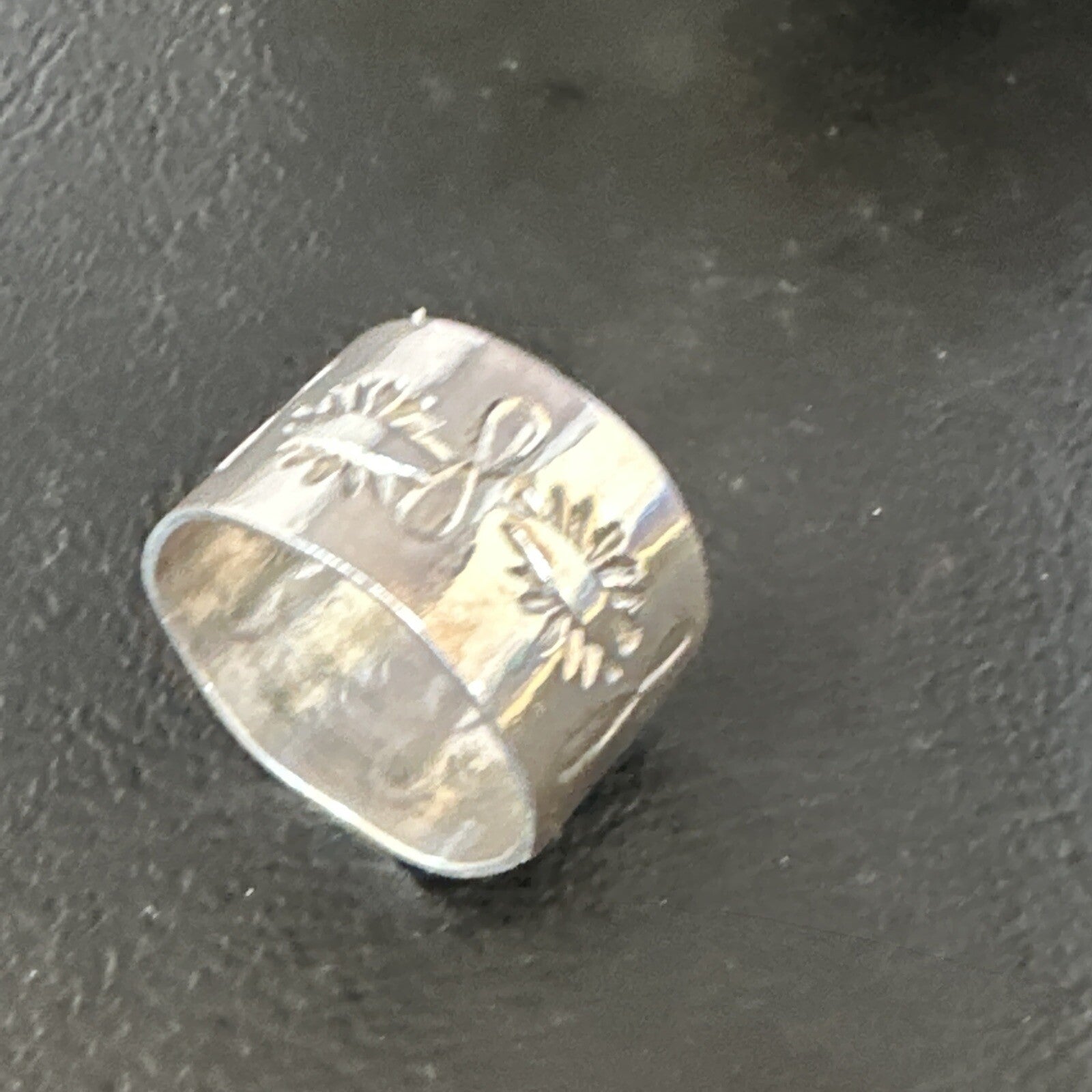 Mens Wide Band Navajo Stamped Sterling Silver Ring Size 9 17162
