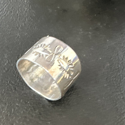 Mens Wide Band Navajo Stamped Sterling Silver Ring Size 9 17162