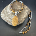 Coffee Brown Tigers Eye Pendant Necklace Southwestern | Sterling Silver | Authentic Native American Handmade | 18281
