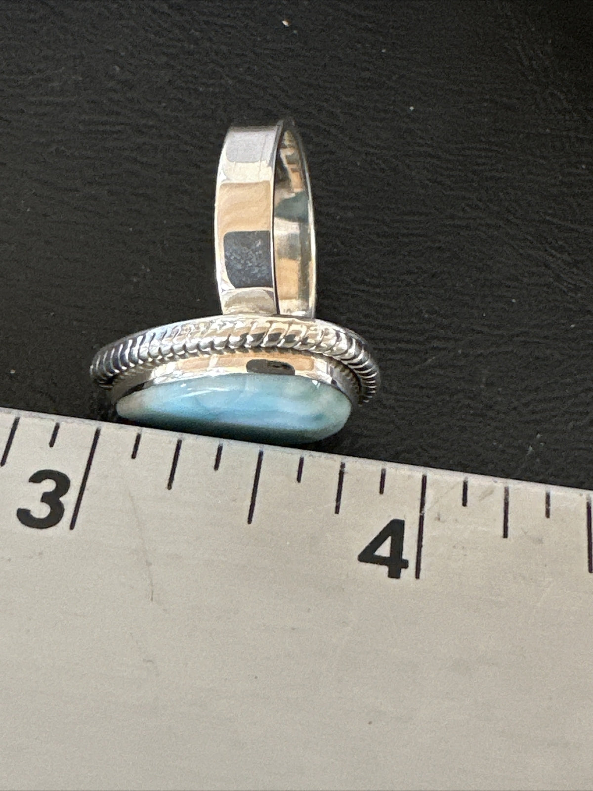 Womens Blue Larimar Navajo Sterling Silver Ring Size 9 17675