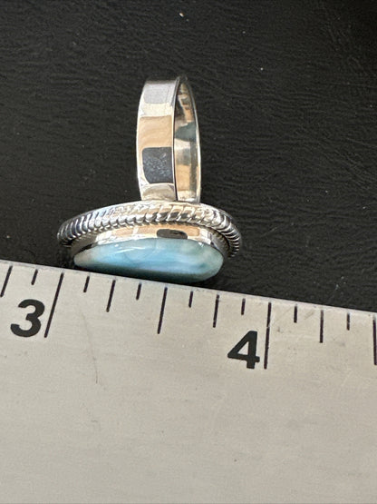 Womens Blue Larimar Navajo Sterling Silver Ring Size 9 17675
