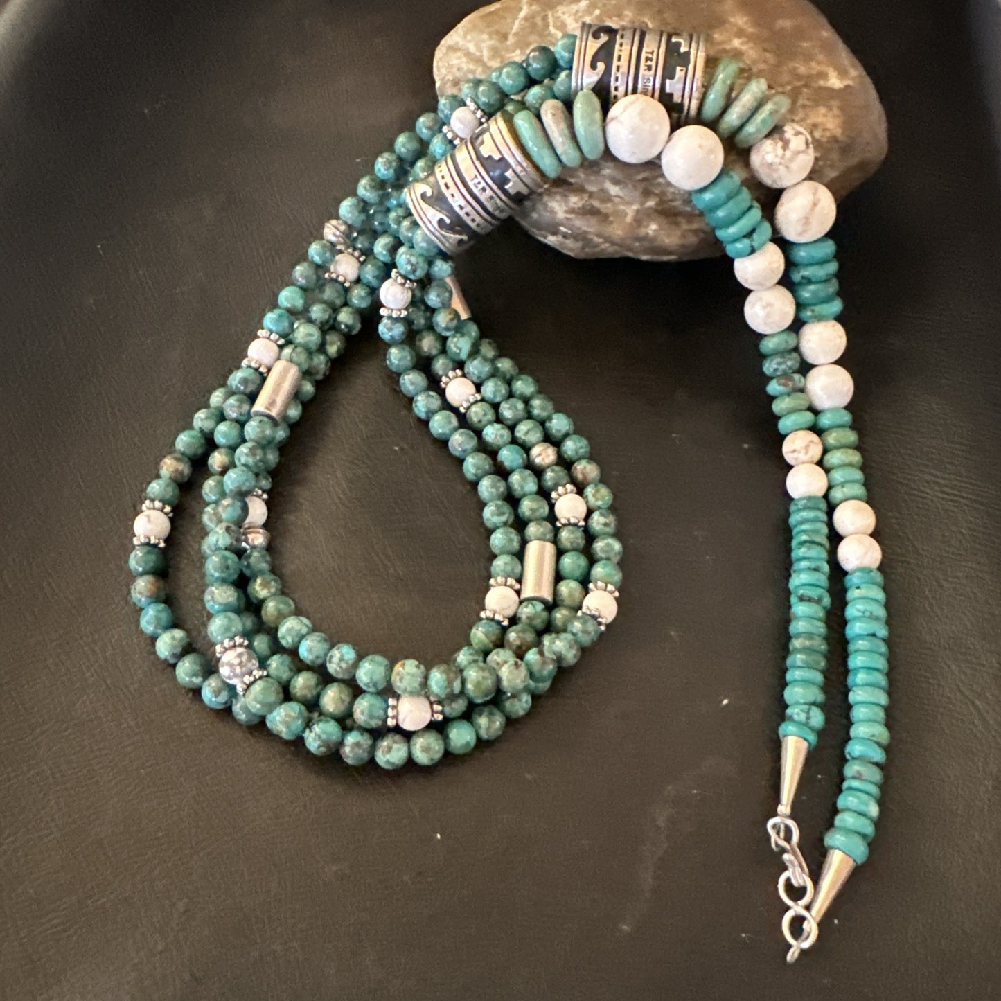 Tommy & Rosita Singer T R Sterling Silver Turquoise 4 Strand Necklace 30” 19758